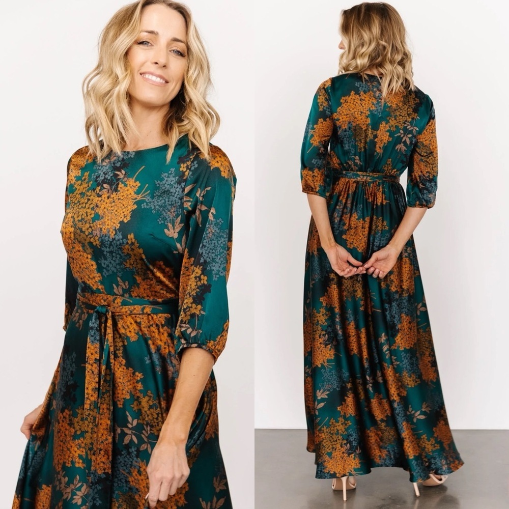Baltic Born Green and Rust Floral Maxi Dress - Picture 6 of 16